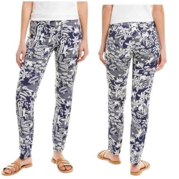 J MCLAUGHLIN MASIE PANTS 6 PULL ON CROPPED MONKEY BOTANICAL COASTAL GRANDMA CHIC - Picture 1 of 12